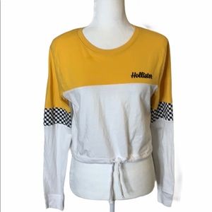 HOLLISTER Racing Checks Cropped T-shirt sz XS
